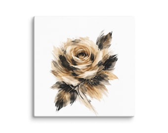 Beige Rose Canvas Art | Abstract Floral Print, Elegant Home Decor