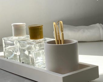 Rectangle Jesmonite Beauty Tray, Slimline Manicure Tool Organiser