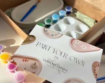 Paint Your Own Trinket Tray, Jesmonite Paint kit, Sip and Paint, Evening Painting Activity,