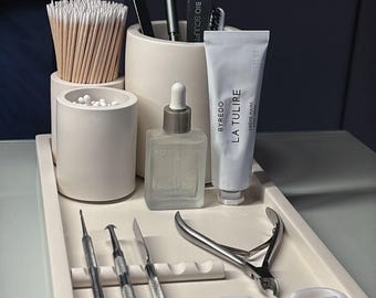Manicure Storage Tray Set,  Nail Tech Beautician Organisation Bundle, Jesmonite Tray