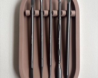 Oval Jesmonite Manicure Tray with Tool Rest, Autumn Shades Salon Organizer