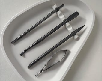 Jesmonite Pebble Tray with Tool Rest, Manicure Station Organizer