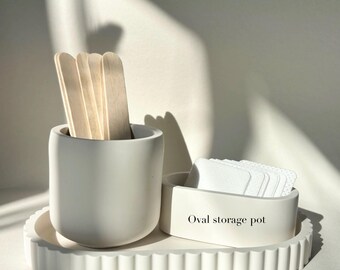 Oval Storage Pot, Manicure Tools, Salon Organization, Jesmonite handmade