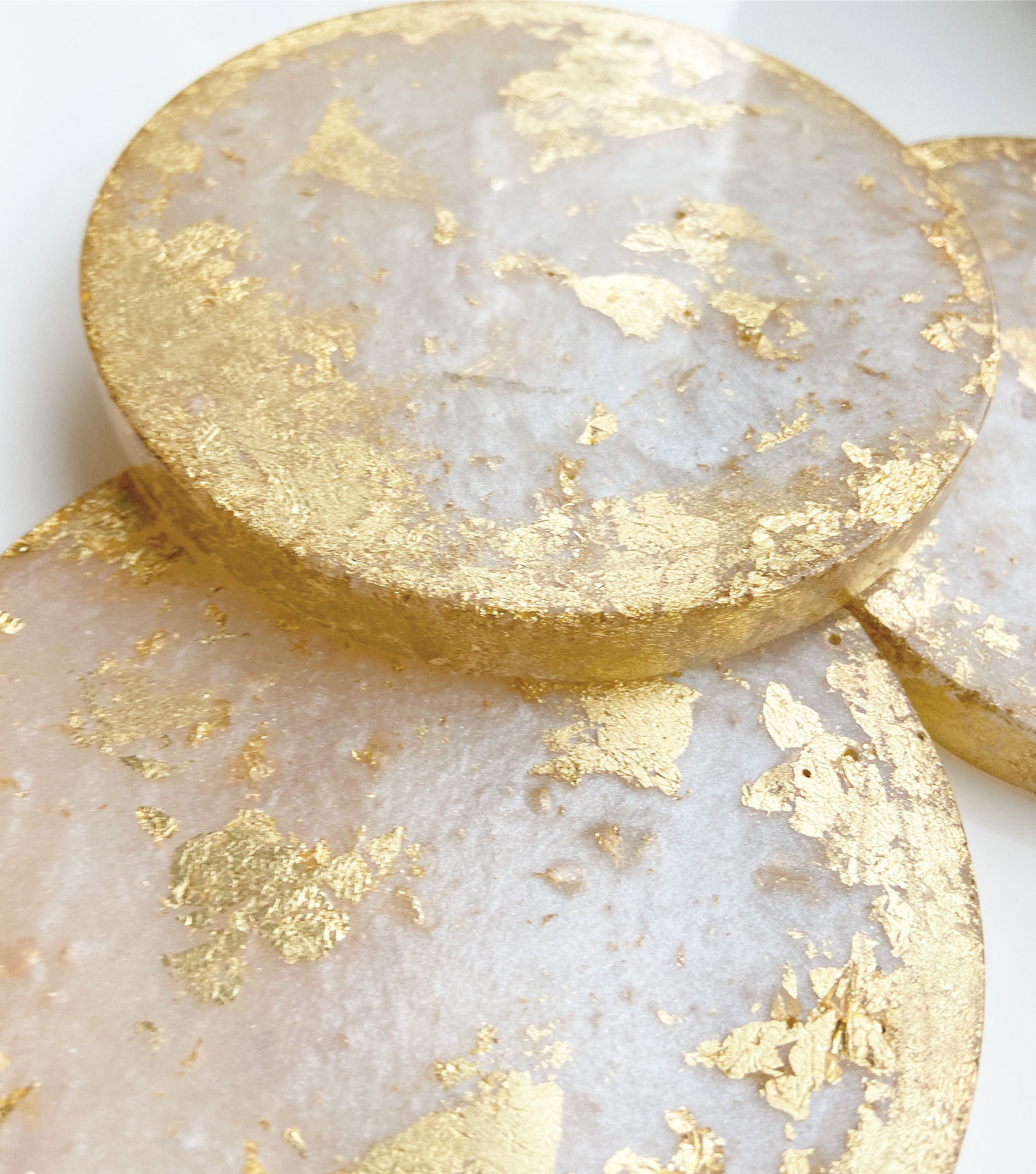 Medium Round Resin Gold Leaf Coasters Pack of 2 Etsy