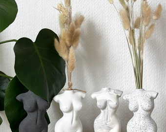 Mini Body Vase, Dried Flowers Vase, female form ornamental vase, Handmade Jesmonite Eco Vase, Pampas Vase