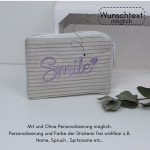 Mini Geldbeutel , Portemonnaie, Geldbörse Cord Beige , Brieftasche klein, Personalisierung möglich