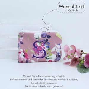 Mini Geldbeutel mit Kartenfächern und Münzfach, kleine Geldbörse mit floralem Muster auf Rosa und der Möglichkeit der Personalisierung
