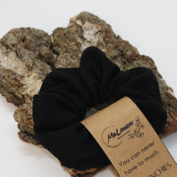 Scrunchie Musselin schwarz, Haarband, Haargummi