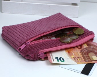 Geldbeutel, Portemonnaie, Geldbörse Cord Altrosa , Brieftasche