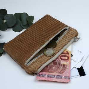 Geldbeutel, Portemonnaie, Geldbörse Cord Cognac, Caramell , Brieftasche, Personalisierung möglich