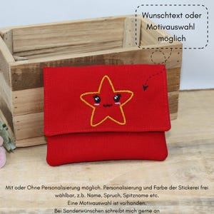Kleiner Geldbeutel - Kinder Brieftasche - Rot , personalisierbar mit Namen und Motiv