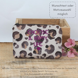 Geldbeutel, Portemonnaie, Geldbörse Leomuster auf Canvas Beige , Brieftasche , Personalisierung möglich