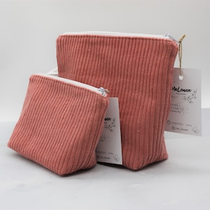 Kosmetiktasche, Schminktasche , Kosmetikbeutel Cord Rosa , zwei Größen , Personalisierung möglich