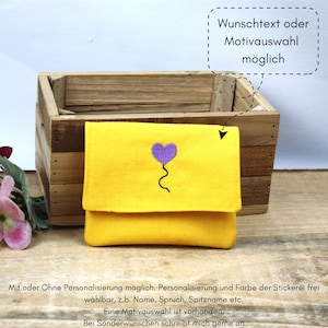 Kleiner Geldbeutel - Kinder Brieftasche - Gelb , personalisierbar mit Namen und Motiv