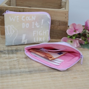 Kleiner Geldbeutel , mini Portemonnaie, Geldbörse , Girlpower, Pastellfarbend, Feminismus, Weiblickkeit, Brieftasche klein