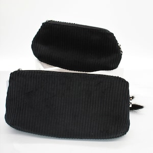 Kosmetiktasche, Schminktasche , Kosmetikbeutel Cord zwei Größen Schwarz/Leo