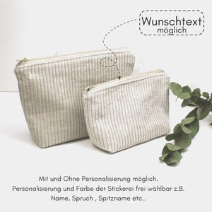 Kosmetiktasche, Schminktasche , Kosmetikbeutel Cord beige, zwei Größen, Personalisierung möglich, Stick