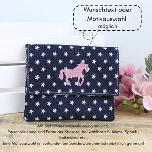 Kleiner Geldbeutel - Kinder Brieftasche - Jeans Sterne, personalisierbar mit Namen und Motiv