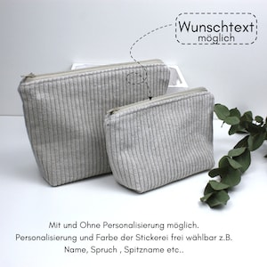 Kosmetiktasche, Schminktasche , Kosmetikbeutel Cord beige, zwei Größen, Personalisierung möglich, Stick Bild 1