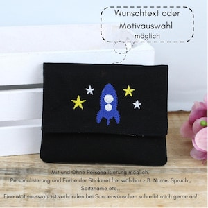 Kleiner Geldbeutel - Kinder Brieftasche - Schwarz , personalisierbar mit Namen und Motiv
