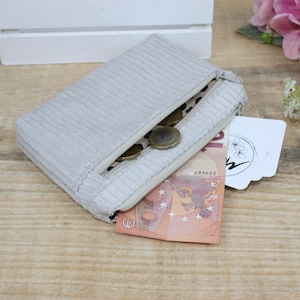 Geldbeutel, Portemonnaie, Geldbörse Cord Beige , Brieftasche, Personalisierung möglich
