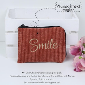 Kleiner Geldbeutel , Portemonnaie, Geldbörse Cord Altrosa , Brieftasche klein, Personalisierung möglich