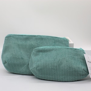 Kosmetiktasche, Schminktasche aus Cord in zwei Größen Mint - Leo