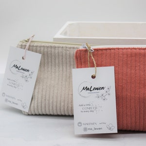 Pencil case, pouch, cosmetic bag, pen case cord pink or beige