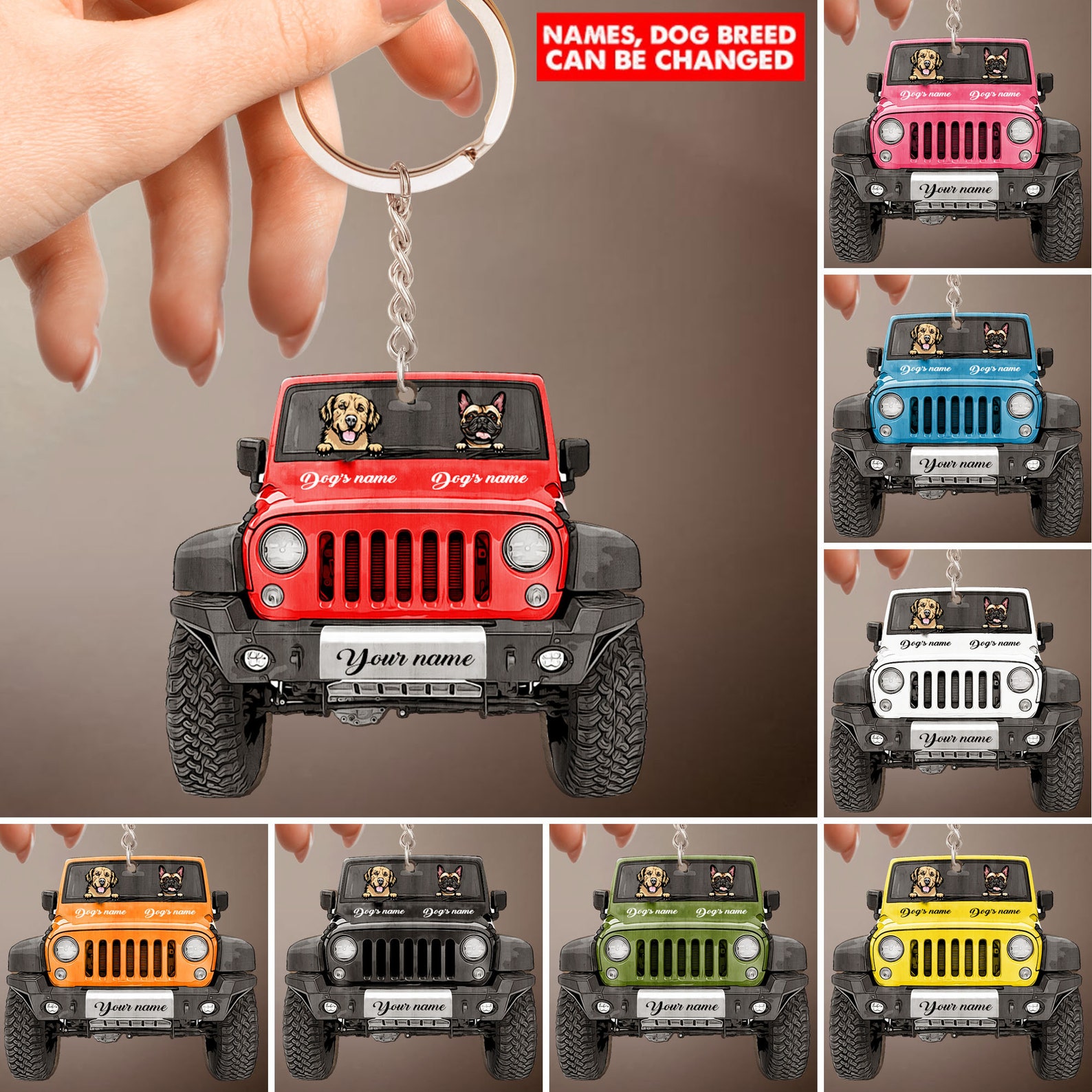 Personalized Jeep Dog Keychain Jeep Car Driver Custom Etsy
