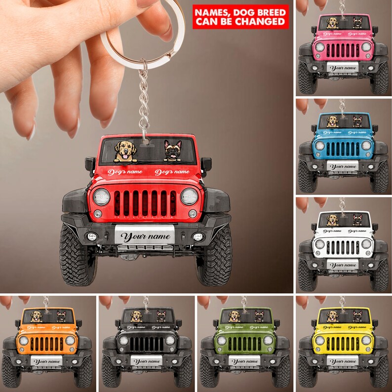 Personalized Jeep Dog Keychain Jeep Car Driver Custom Etsy