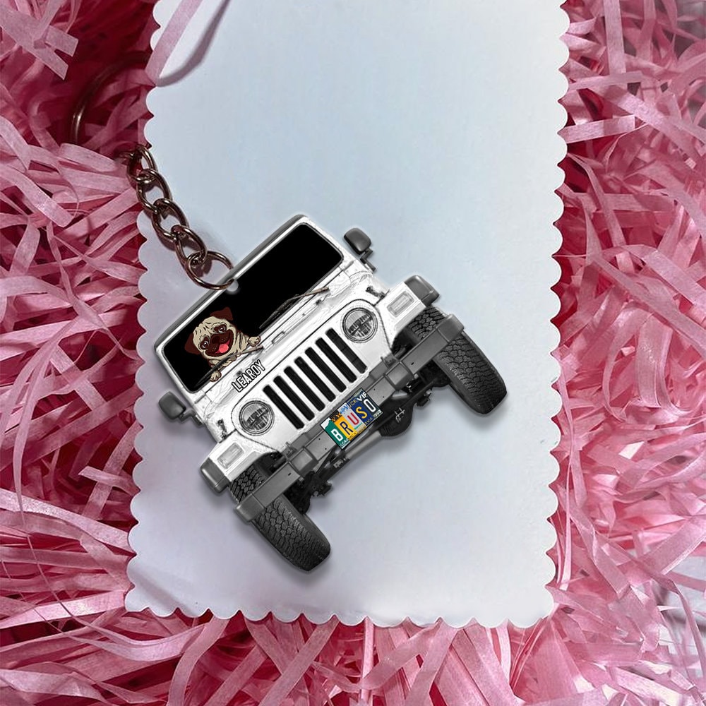 Personalized Jeep Dog Keychain Jeep Car Driver Custom Etsy