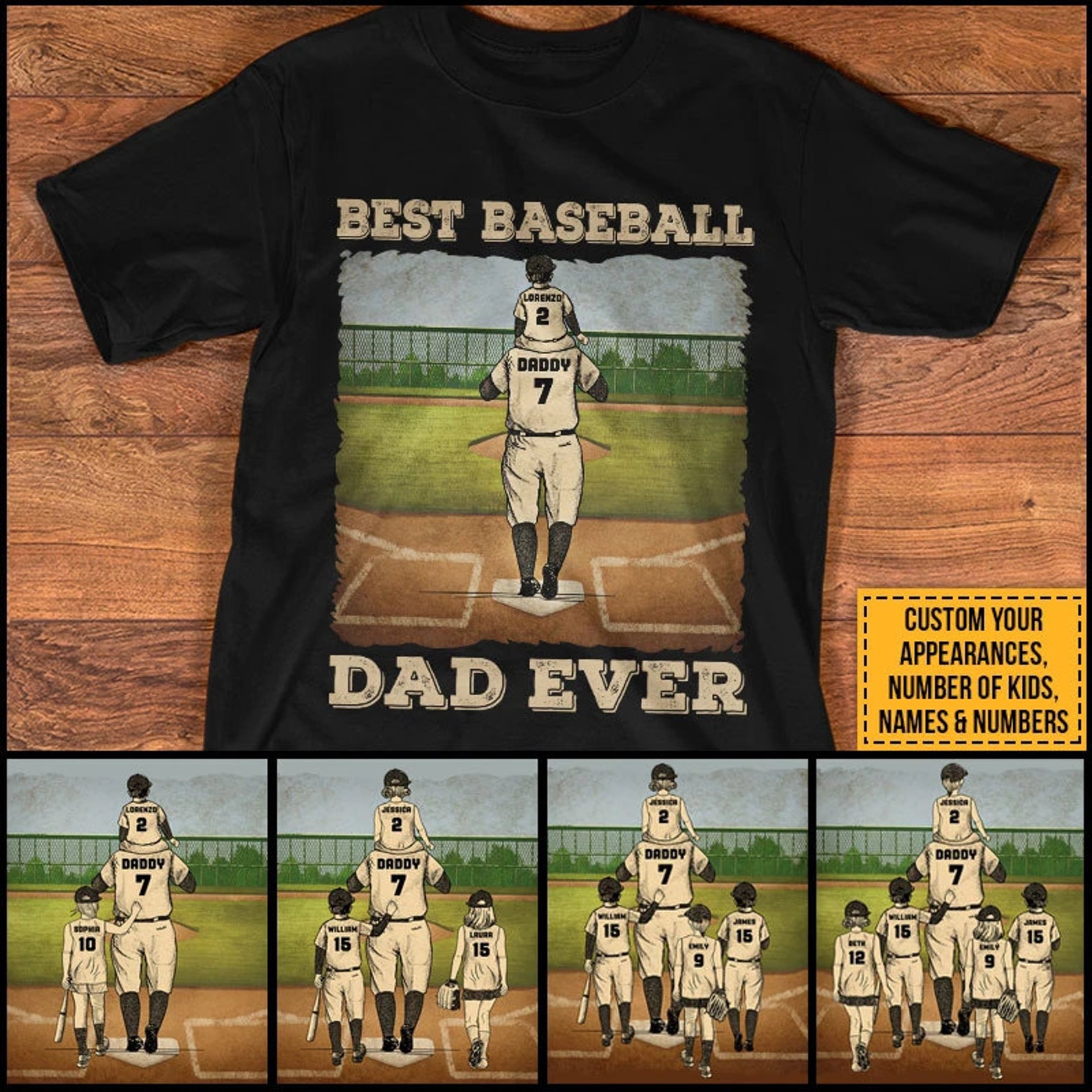 Personalized Best Baseball Dad Ever Shirt Fathers Day Shirt Etsy