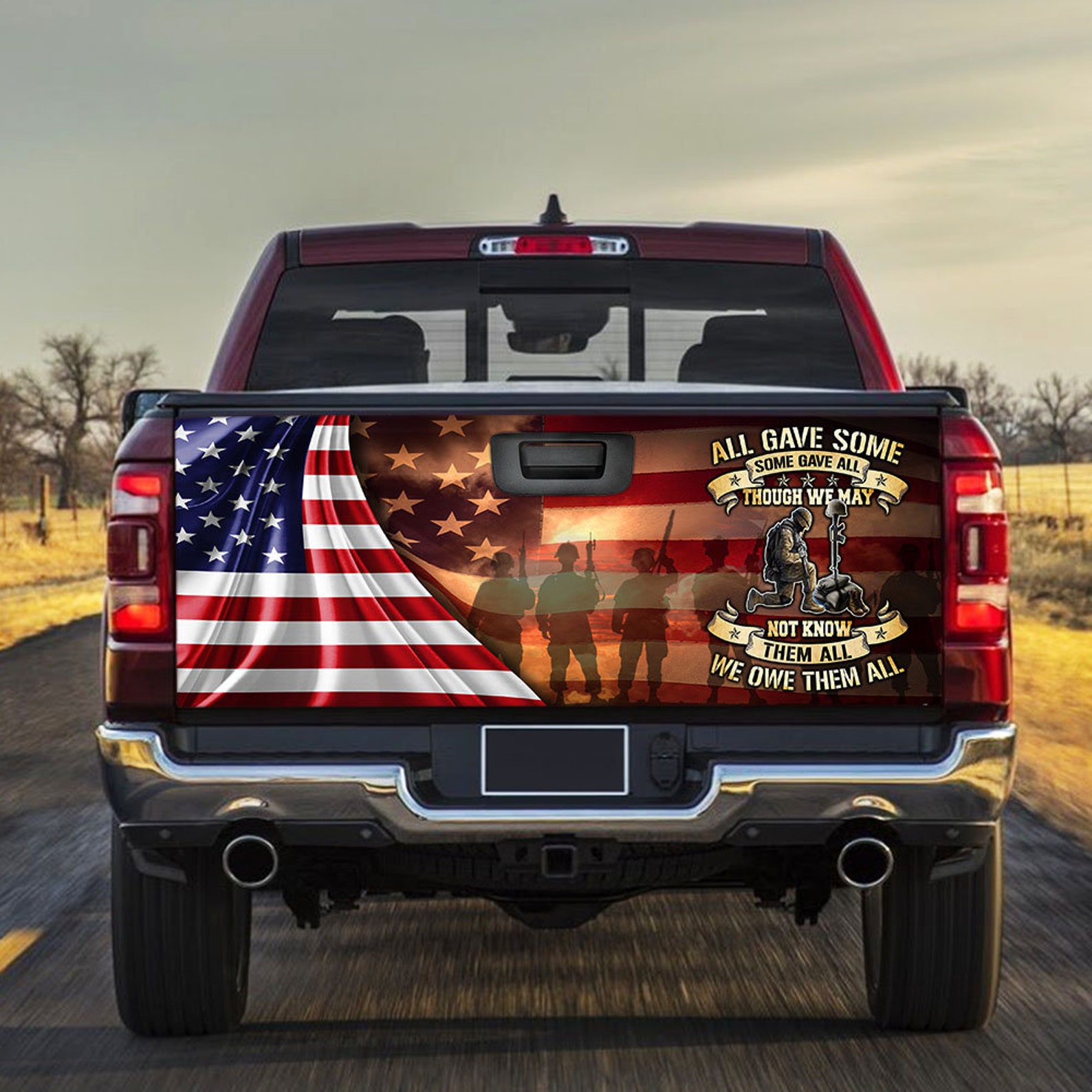 Veteran US Flag Car Decal One Gave Some Gave All Though We Etsy