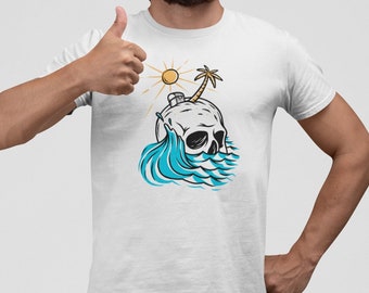 Skull Island Unisex T-shirt,Skull Tees,Beach Tshirts,Nature Tees,Scenery Tshirts,Funny Tees,Cool Tshirts,Colorful Tees