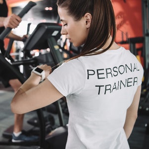 Personal Trainer Women's White Workout T-shirt, Gym T-shirt, Graphic ...