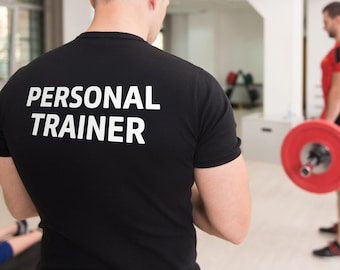 Personal Trainer Schwarz Workout T-Shirt V2, Gym T-Shirt, Grafik Gewichtheben Shirt, Fitness Trainer, Gewichtheber, Sport T-Shirt