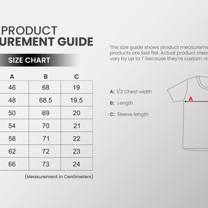 K&ouml;nnte beinhalten: Gr&ouml;&szlig;entabelle f&uuml;r ein T-Shirt mit Ma&szlig;en in Zentimetern f&uuml;r Brustweite, L&auml;nge und &Auml;rmell&auml;nge. Die Gr&ouml;&szlig;en reichen von XS bis 3XL.