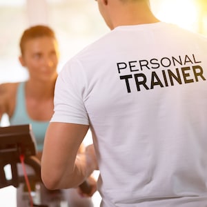 Personal Trainer Men&#39;s White Athletic Tshirt V1, Fitness Tshirt, Gift For Him, Personal Training, Fitness Trainer, Gym Trainer, Extra Comfy