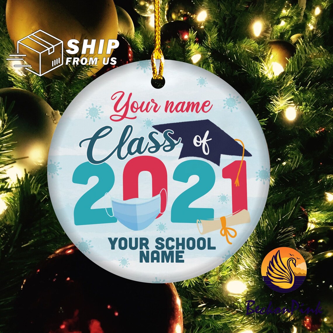 Class Of 2021 Christmas Ornament Personalized Custom Name | Etsy