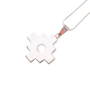 Chakana or Inca cross pendant made of 950 silver, size 1.25&quot;, chakana pendant with necklace,handmade jewelry,minimalist jewelry