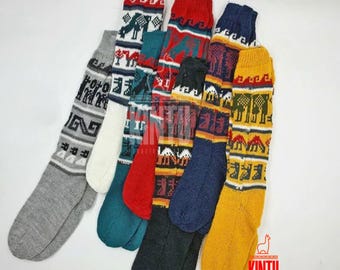 Alpaca Wool Socks - Unisex Andean Design, Warm Winter Socks