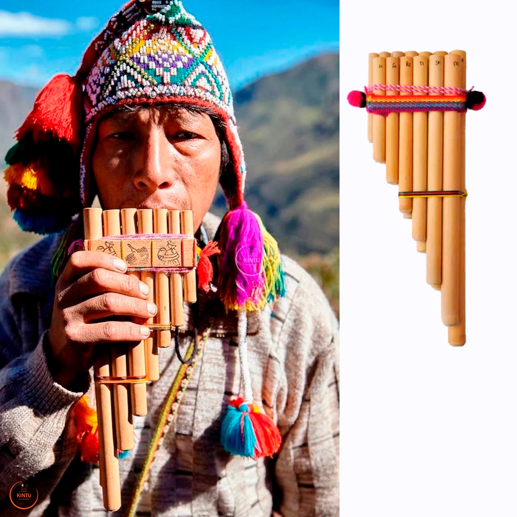 Authentic Handmade Bamboo Pan Flute, Pan Flute With 13ft Tubes /  Semi-professional Pan Flute / Wind Instrument 
