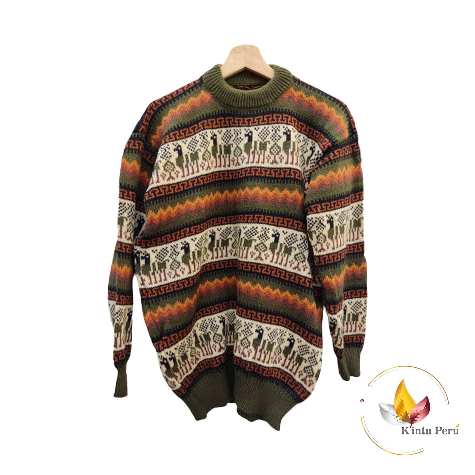 トップス 90s Native pattern alpaca knit sweater Vintage 90s Alpaca Wool, Neutral Knit Sweater, Aztec Pattern