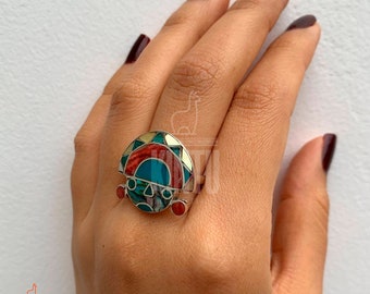 Traditional Tumi Head Ring in 950 Silver - Heritage Peruvian Jewelry