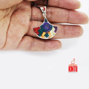 Tumi Blade Pendant with Inca Calendar and Natural Stones/gifts for valentine