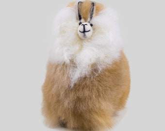 Handgemaakt speelgoed lama van alpacabont, zachte pluche decoratie