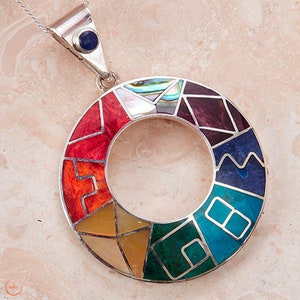 Double Sided Chakana Pendant, 950 Sterling Silver With
