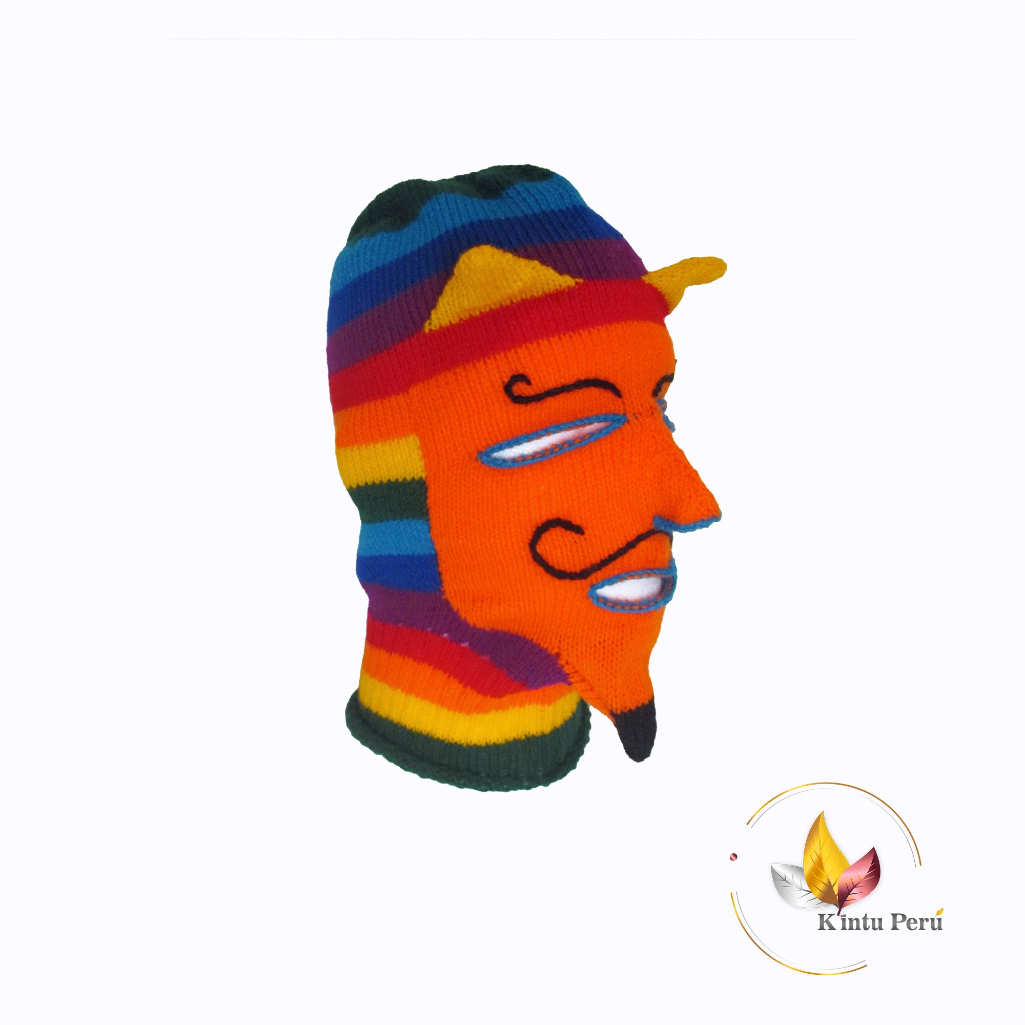 Rainbow Wool Balaclava, Peruvian Knit Mask, Waq'ollo