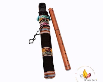 Flauta Quena de Jacaranda Artesanal, Instrumento de Viento Andino Peruano, Clave de Sol