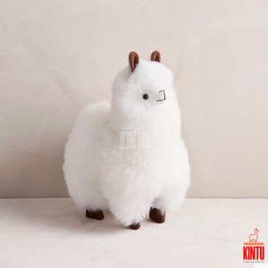 Pure Peruvian Alpaca Fur Toy /Ultra Soft and Adorable White Alpaca Plush/Handmade Llama Plush